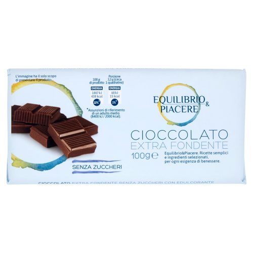 Equilibrio & Piacere Cioccolato Extra Fondente Senza Zuccheri 100 g
