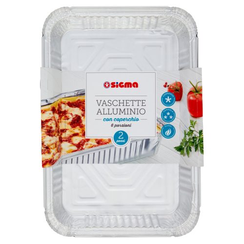 Sigma Vaschette Alluminio con coperchio 6 porzioni 2 pz