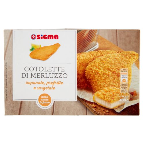 Sigma Cotolette di Merluzzo impanate, prefritte e surgelate 400 g