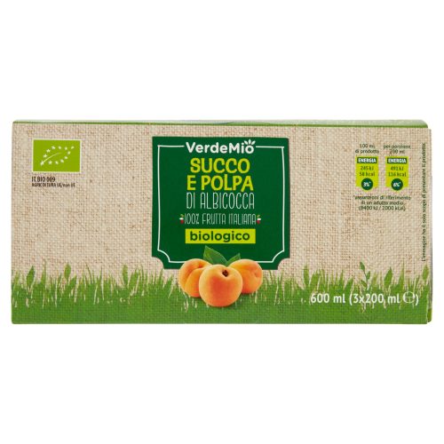 VerdeMio Succo e Polpa di Albicocca biologico 3 x 200 ml