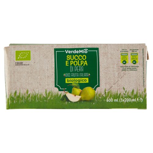 VerdeMio Succo e Polpa di Pera biologico 3 x 200 ml